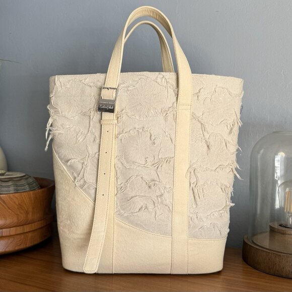 Emotional World Large Vintage Tote Bag Cotton Linen Beige Artsy Unique - Picture 2 of 9